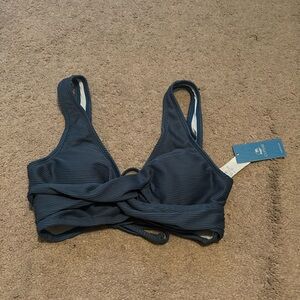 Cupshe NWT Blue Brazilian Obsession Lace Up Bikini Top Size M
